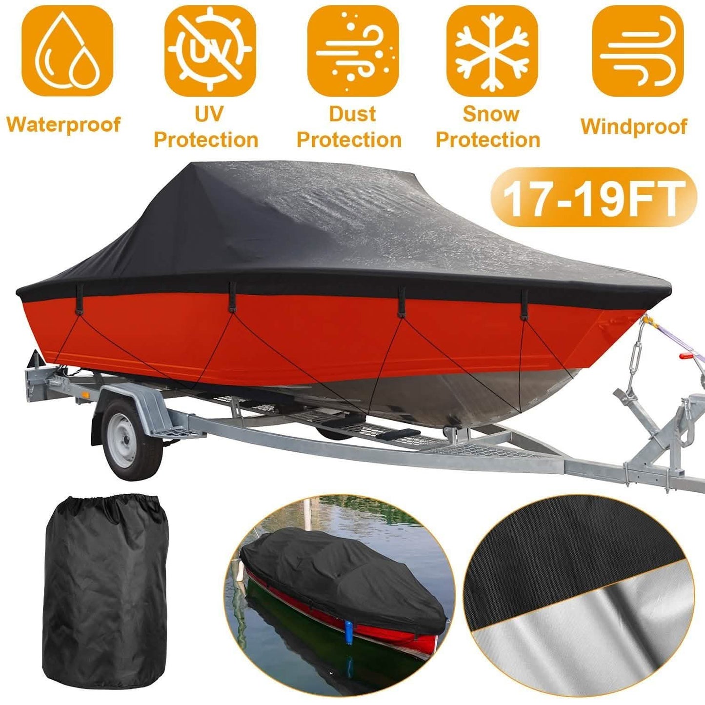 Bootsabdeckung 210D Wasserdicht Staubdicht Trailerbar Bootsplane