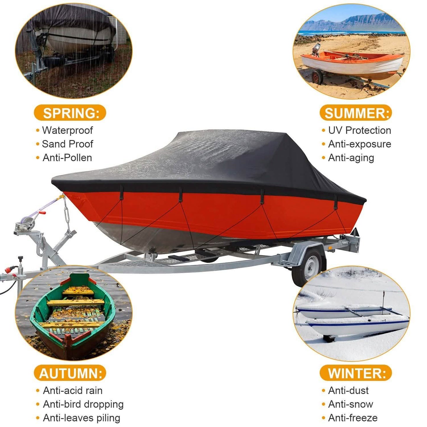 Bootsabdeckung 210D Wasserdicht Staubdicht Trailerbar Bootsplane