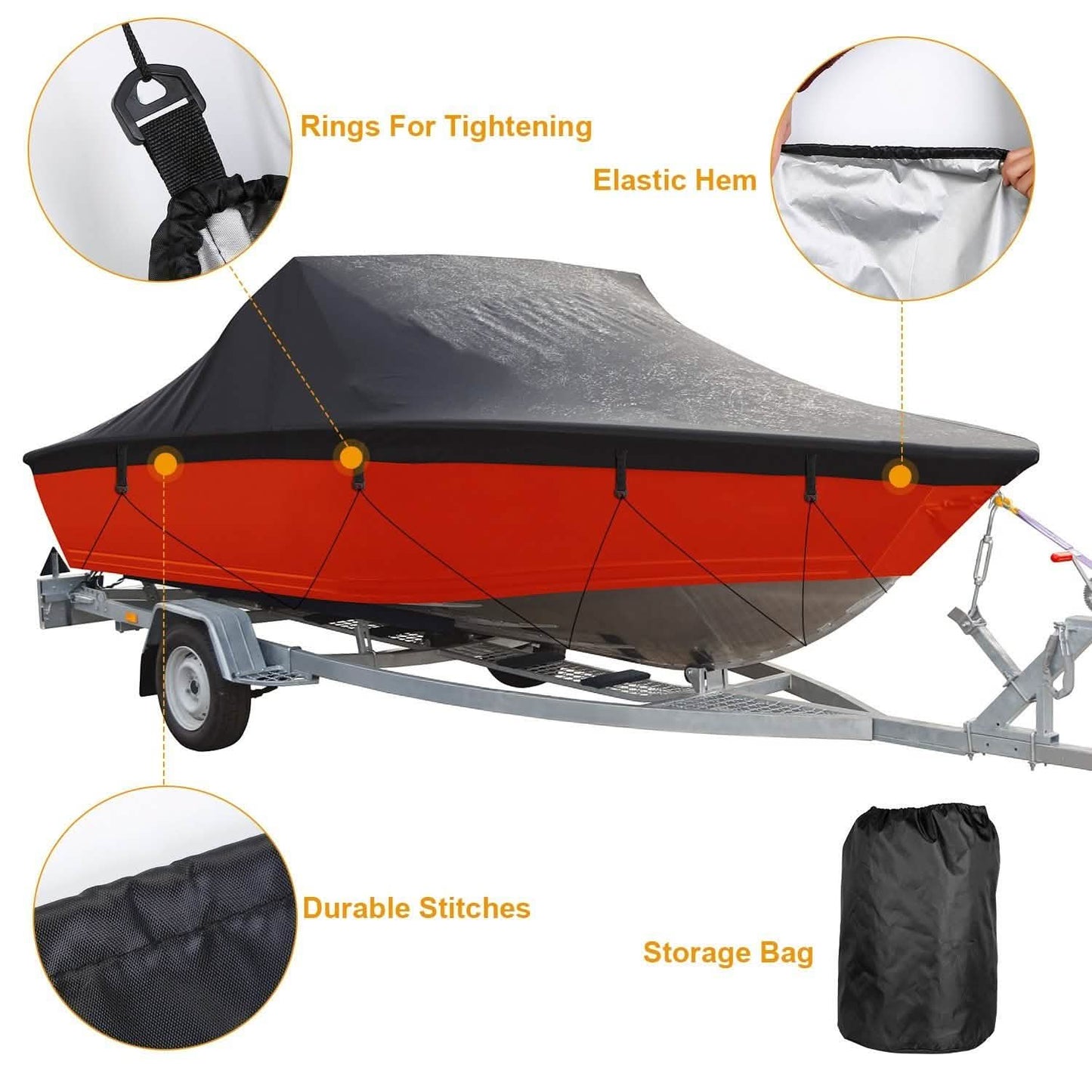 Bootsabdeckung 210D Wasserdicht Staubdicht Trailerbar Bootsplane