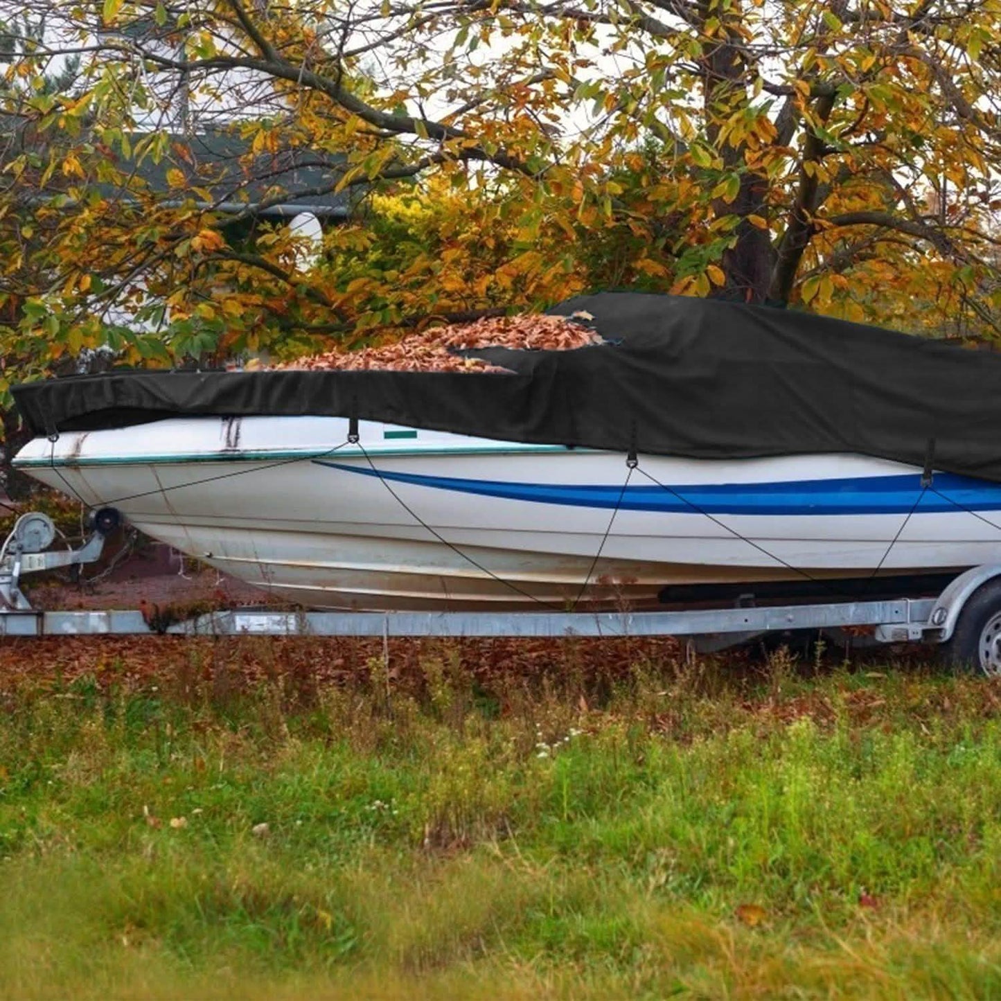 Bootsabdeckung 210D Wasserdicht Staubdicht Trailerbar Bootsplane