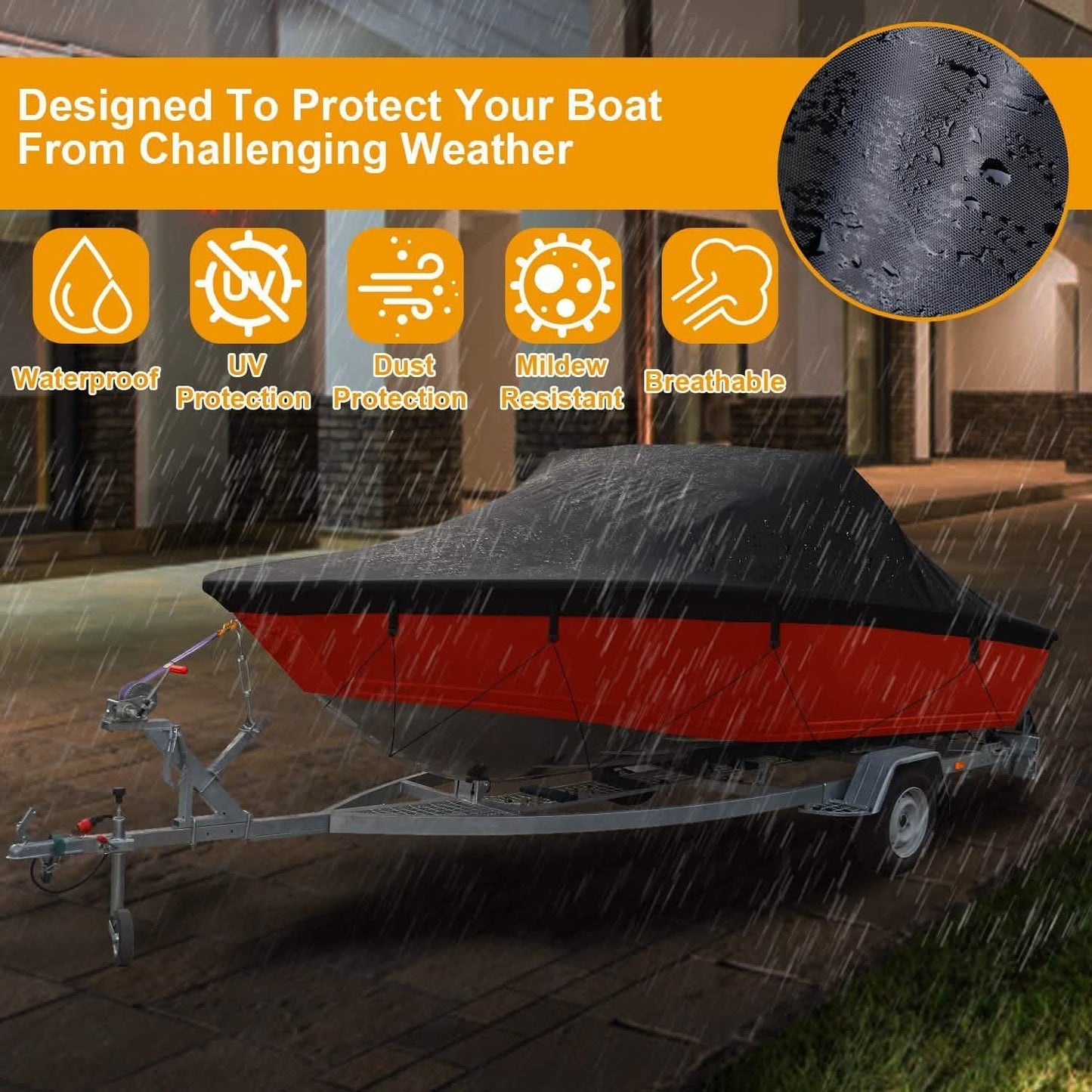 Bootsabdeckung 210D Wasserdicht Staubdicht Trailerbar Bootsplane