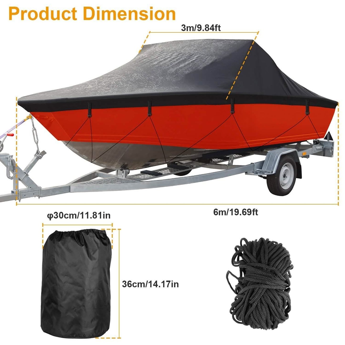 Bootsabdeckung 210D Wasserdicht Staubdicht Trailerbar Bootsplane