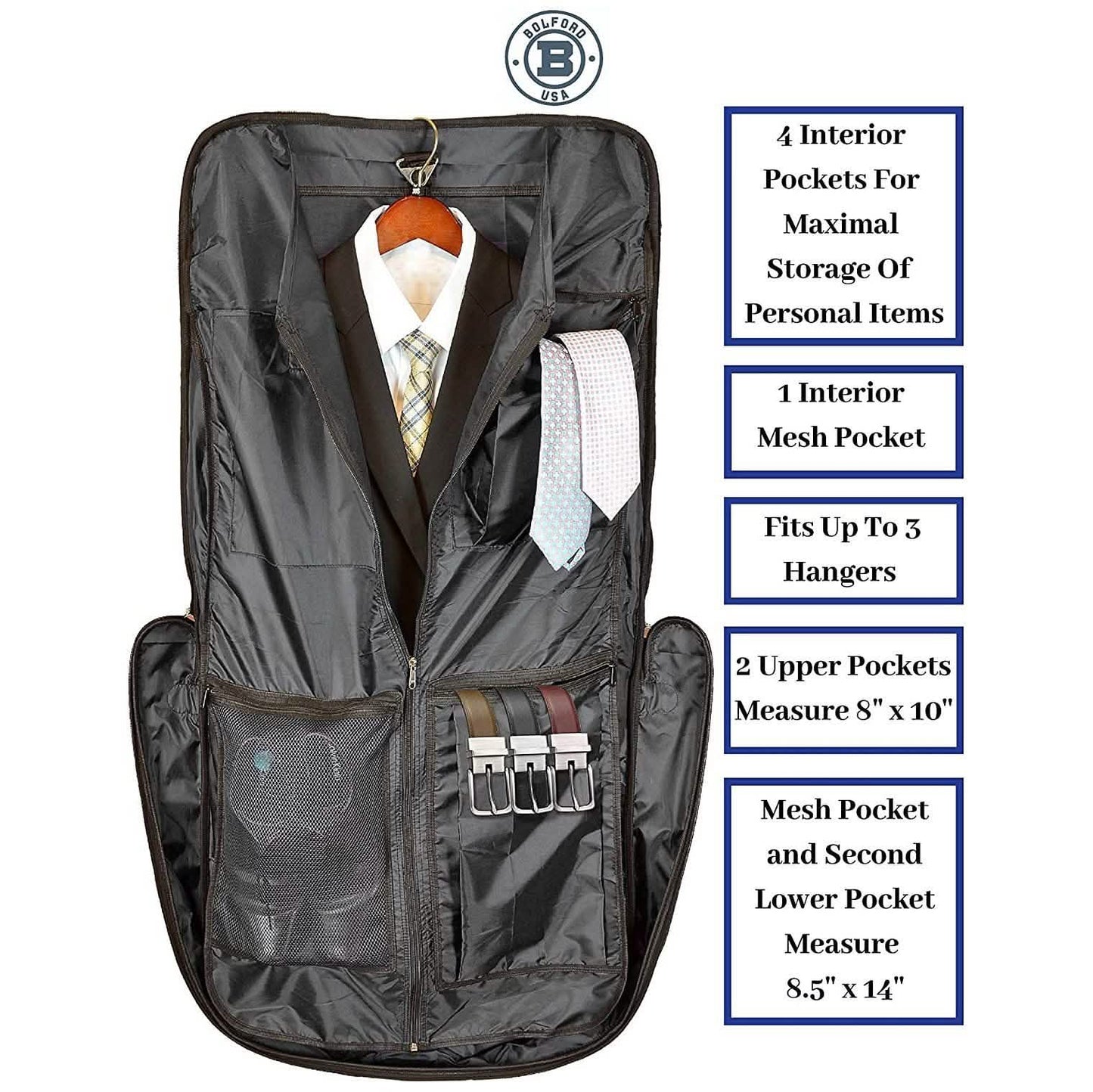Bolford Reisetasche für Geschäftsreisen und Reisen mit gepolstertem Laptopfach