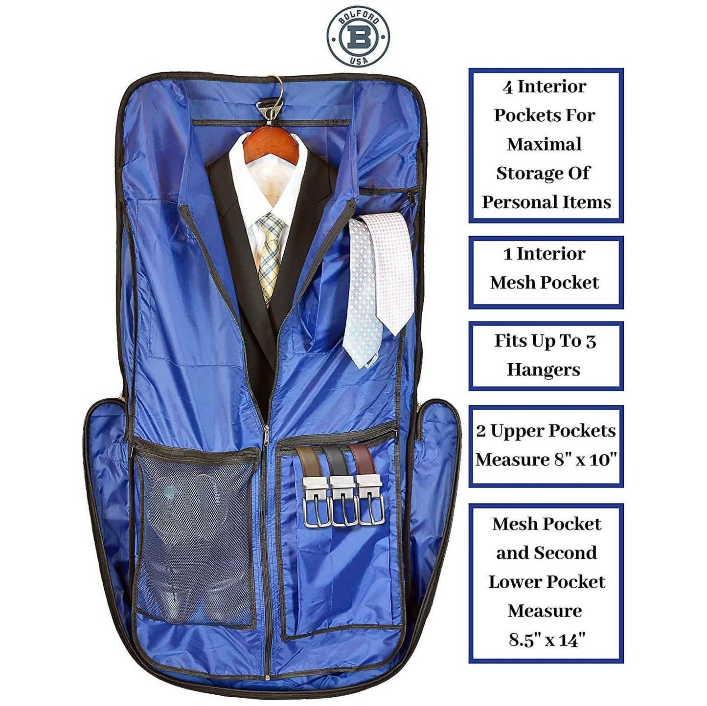 Bolford Reisetasche für Geschäftsreisen und Reisen mit gepolstertem Laptopfach