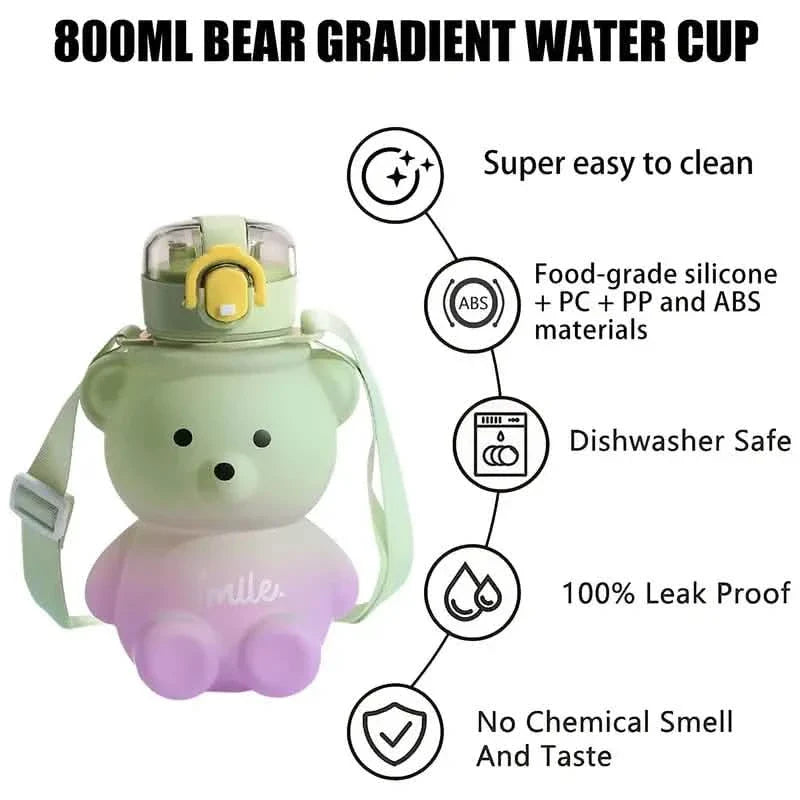 BPA-freie Kawaii Bären Strohhalm-Trinkflasche