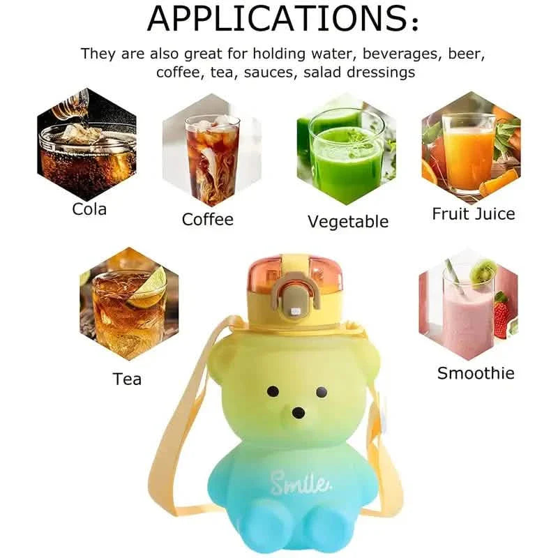 BPA-freie Kawaii Bären Strohhalm-Trinkflasche