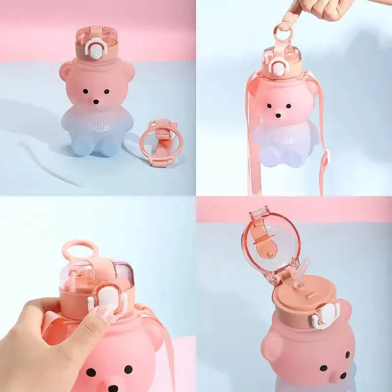 BPA-freie Kawaii Bären Strohhalm-Trinkflasche