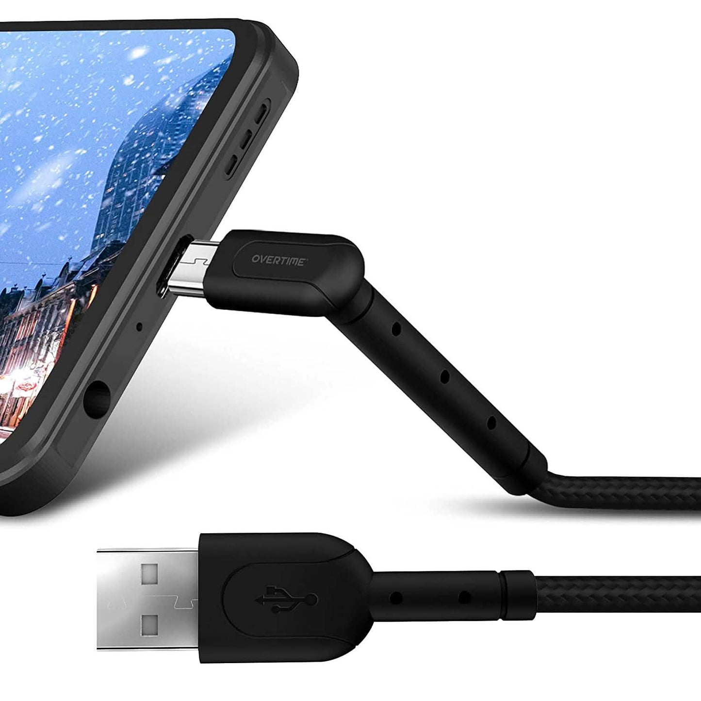 Geflochtenes Nylon High-Speed Micro-USB 90-Grad-Ladekabel