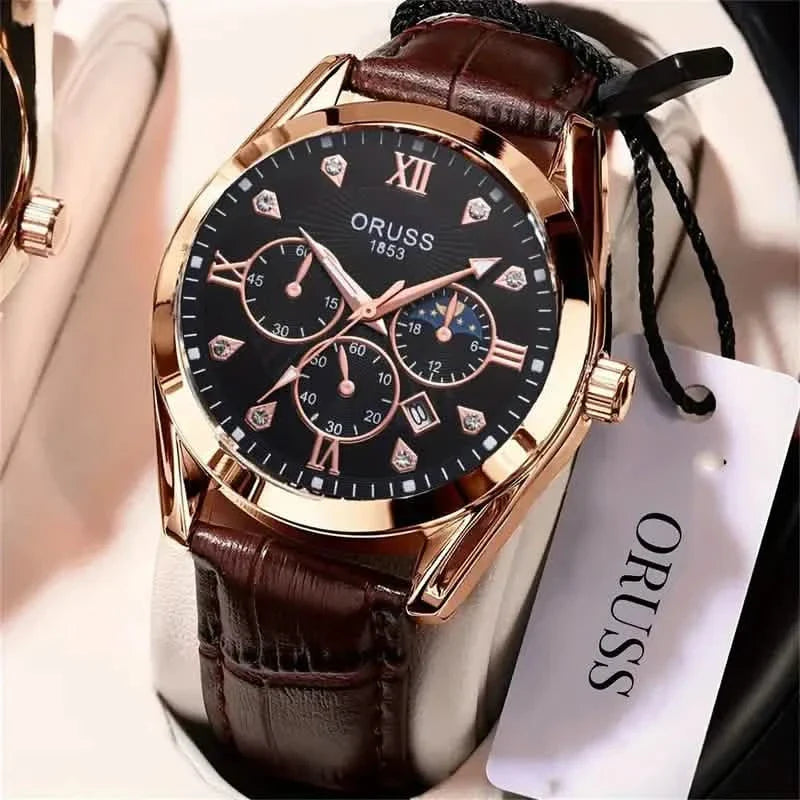 Braune Leder Fashion-Quarz-Armbanduhr