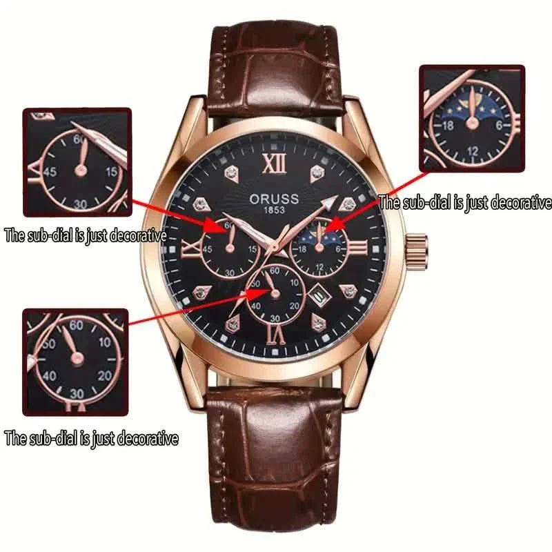 Braune Leder Fashion-Quarz-Armbanduhr