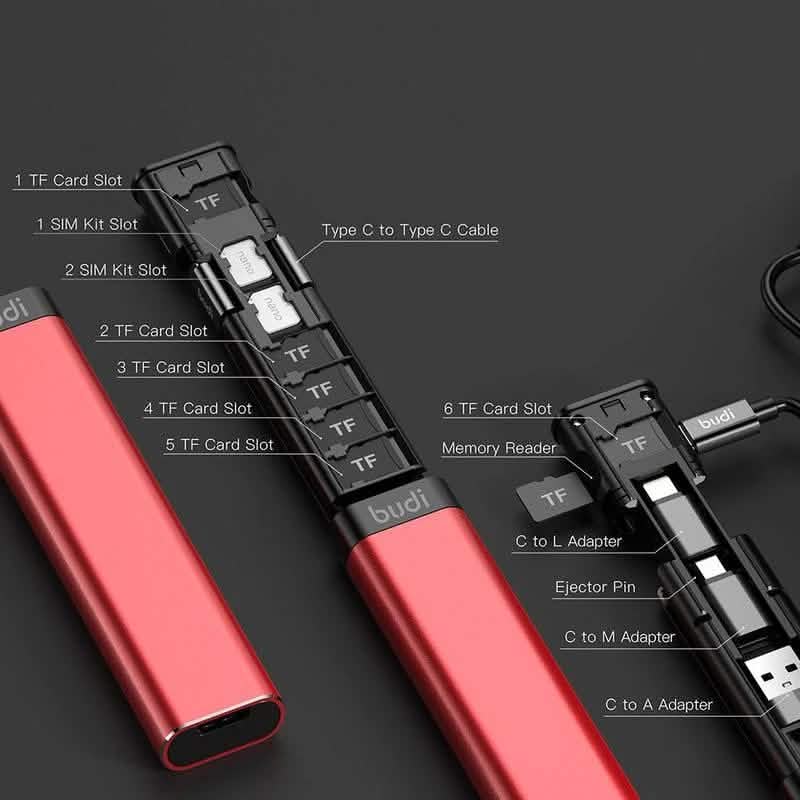 BUDI Multifunktionale Smart Adapterkarte Speicherung Datenkabel USB Box