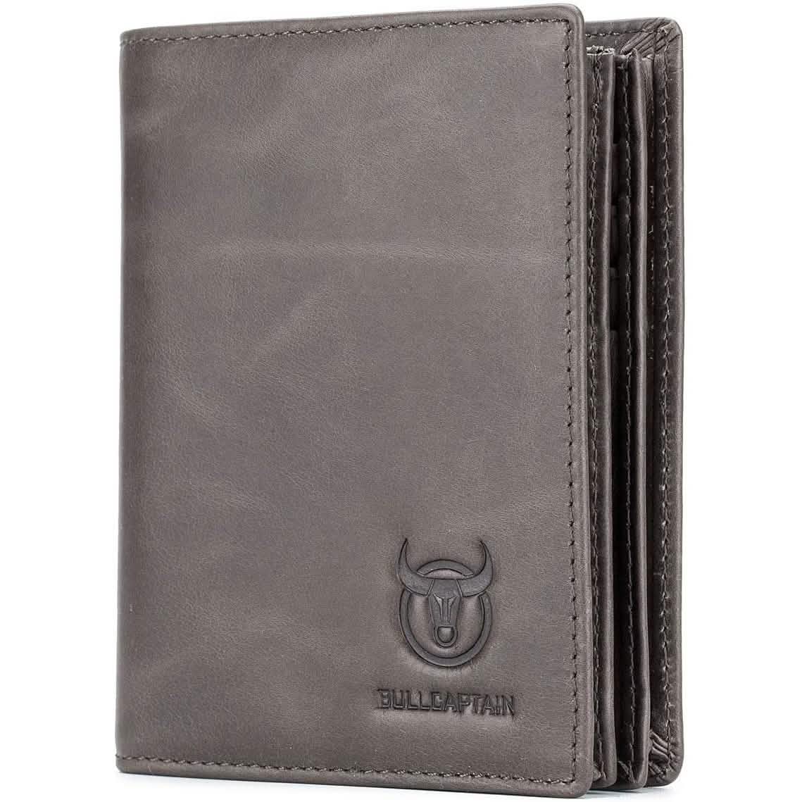 Bullcaptain Großes Brieftasche aus echtem Leder mit Geldscheinfach/Kreditkartenhalter