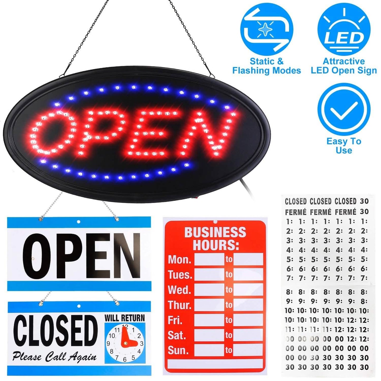 Business Neonschild Werbung mit konstant blinkenden Modi