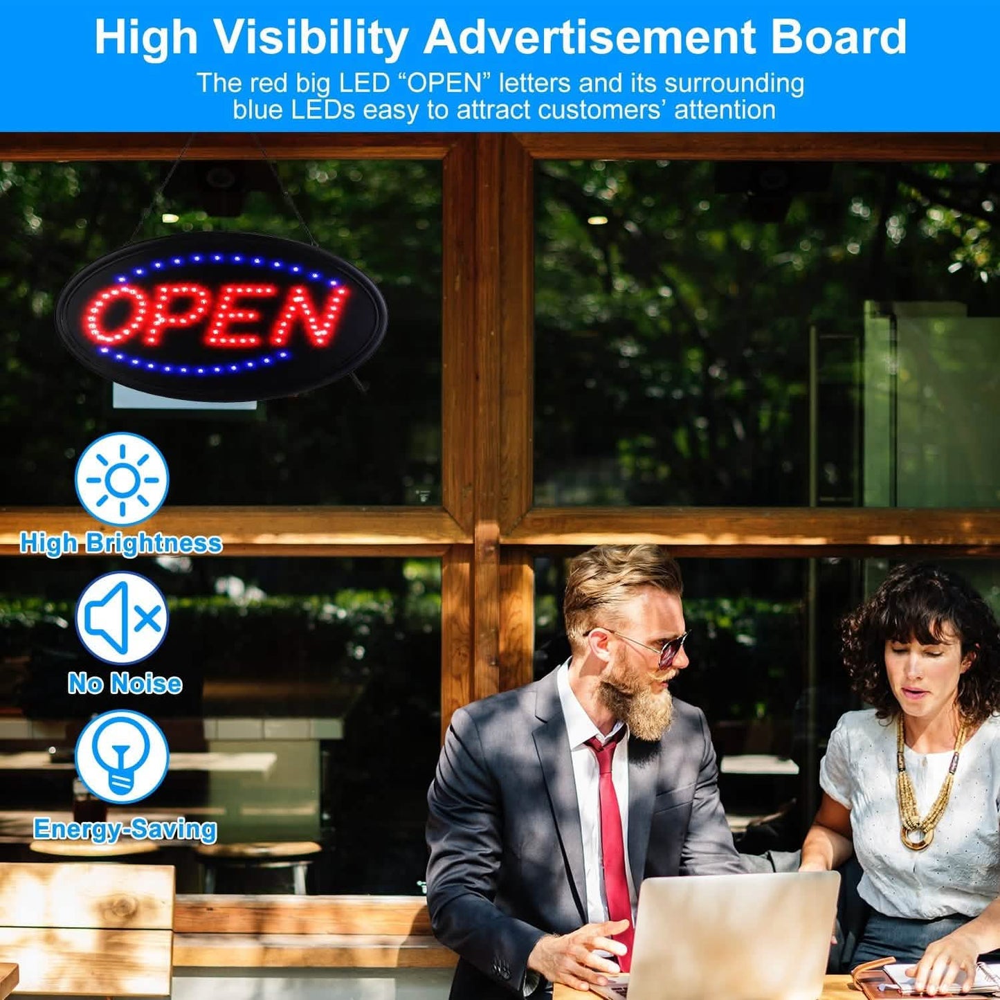 Business Neonschild Werbung mit konstant blinkenden Modi