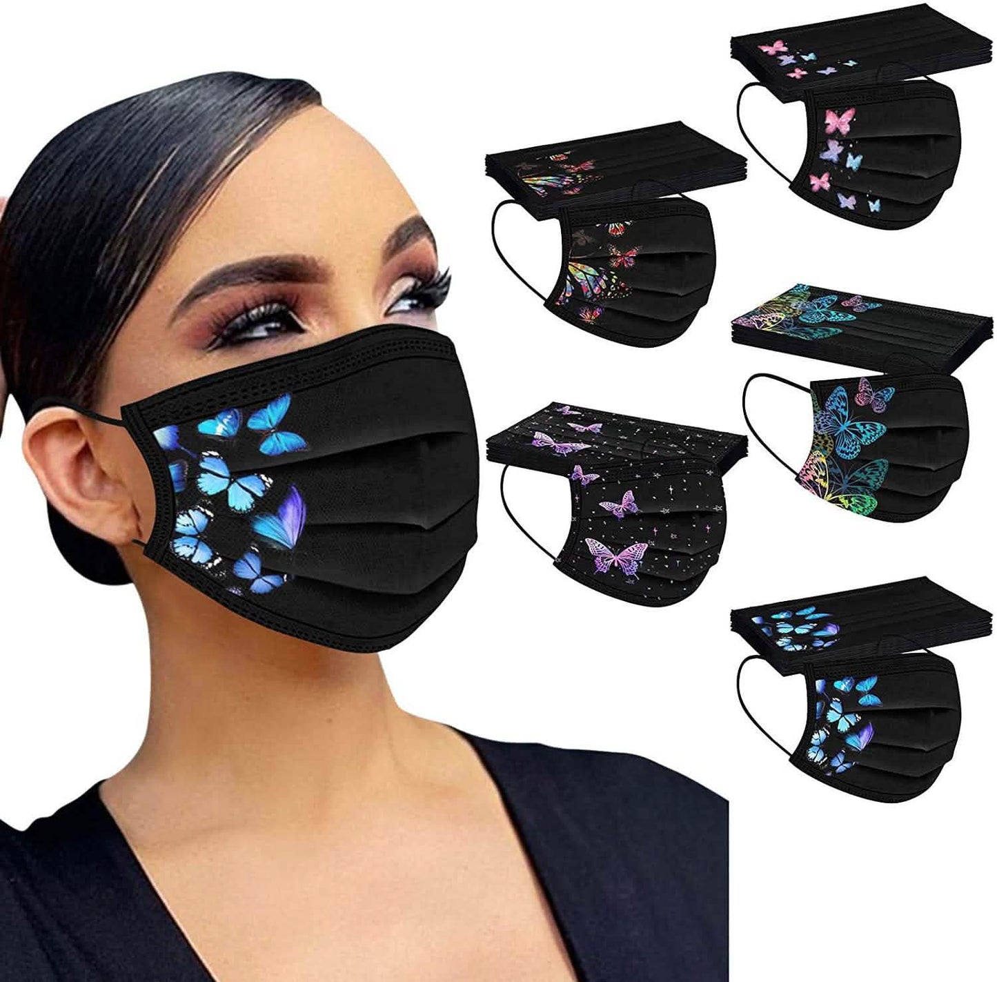 Papiermaske mit Schmetterlingsdruck