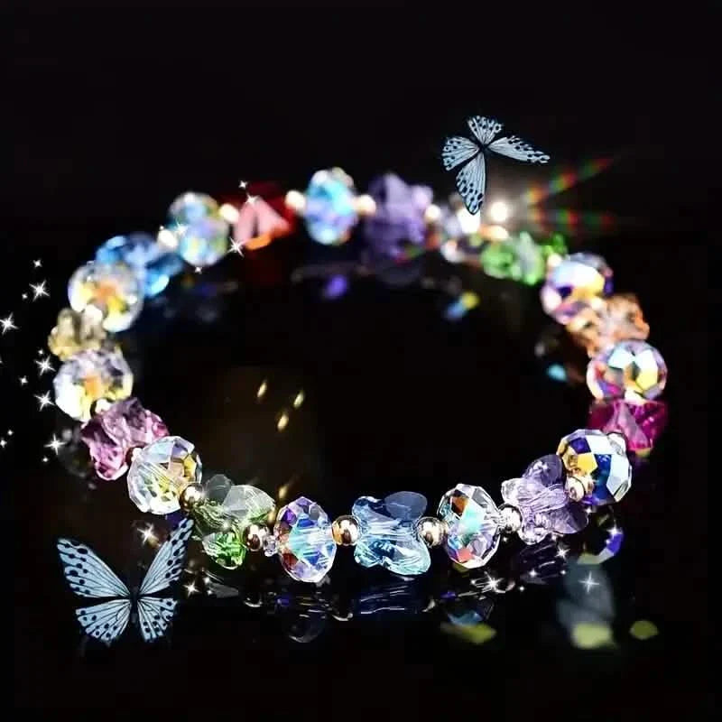 Schmetterlingsförmiges Armband mit künstlichen Kristallperlen