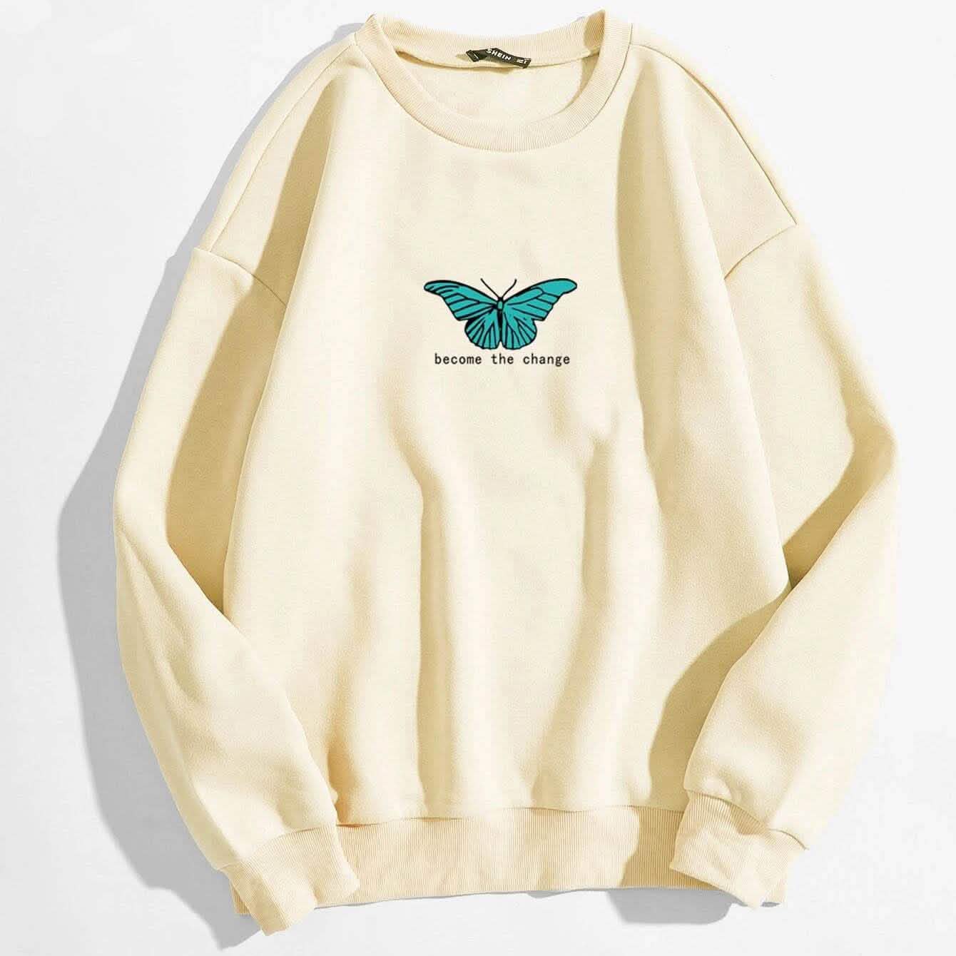Thermo-Sweatshirt mit Schmetterlings- und Slogan-Grafik