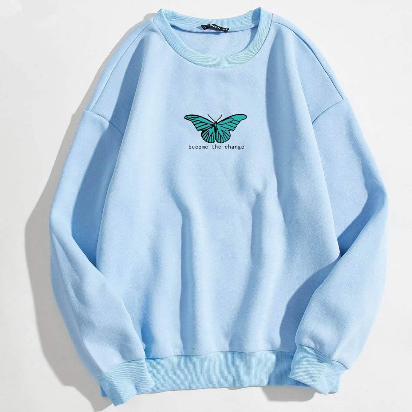 Thermo-Sweatshirt mit Schmetterlings- und Slogan-Grafik