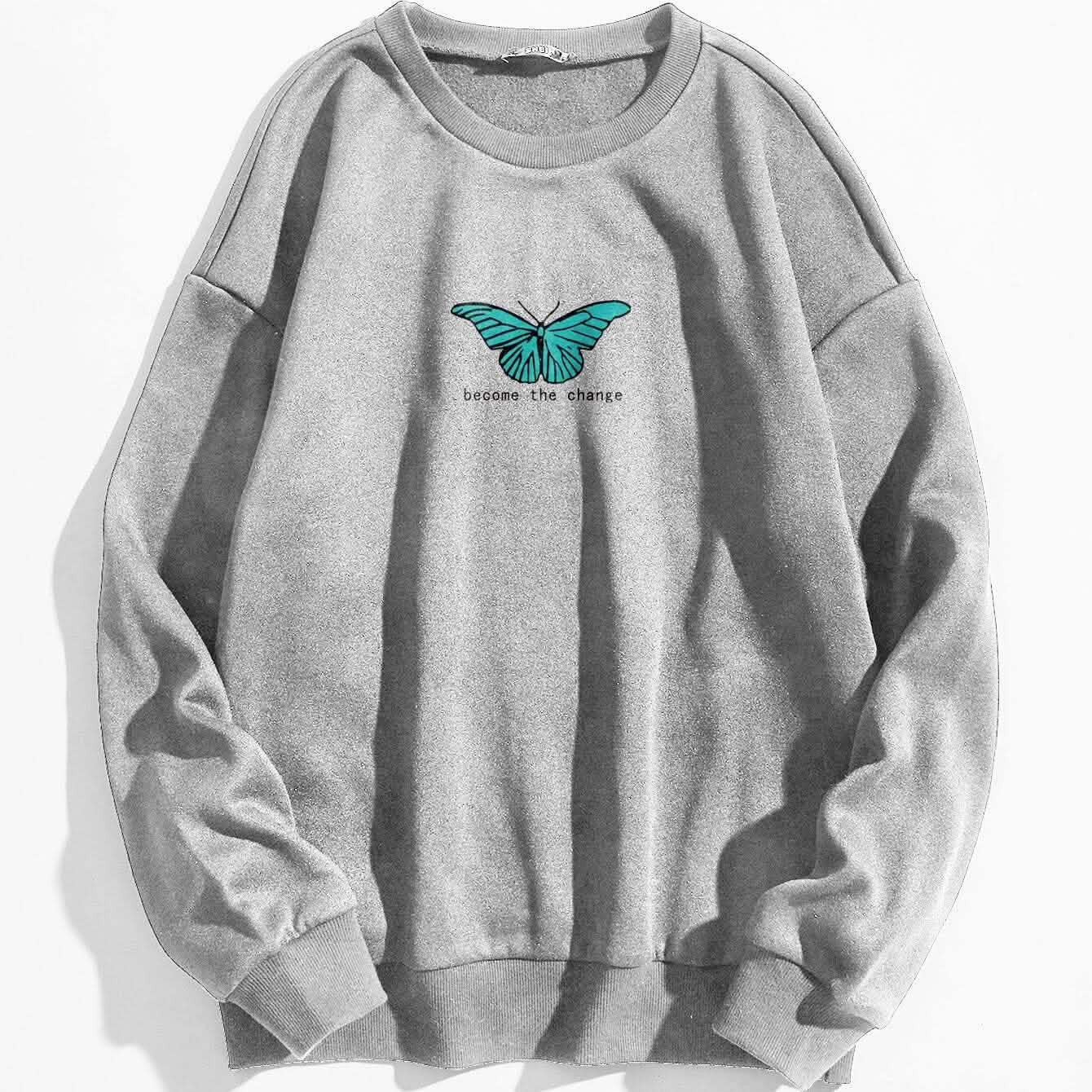 Thermo-Sweatshirt mit Schmetterlings- und Slogan-Grafik