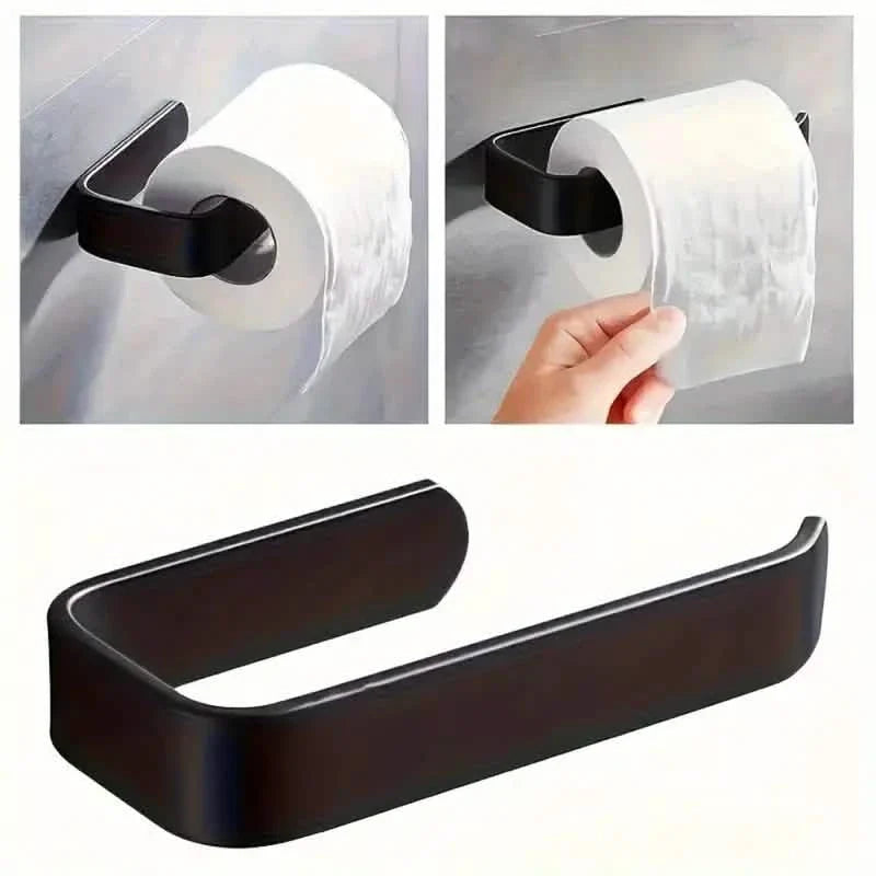 2er-Pack: Bohrerloser, selbstklebender Toilettenpapierhalter – Schwarz & Weiß