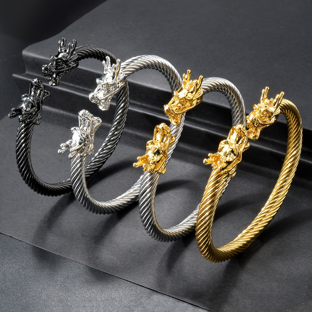Doppeldrachen-Kupferarmband – Rock & Hip-Hop Style, Unisex