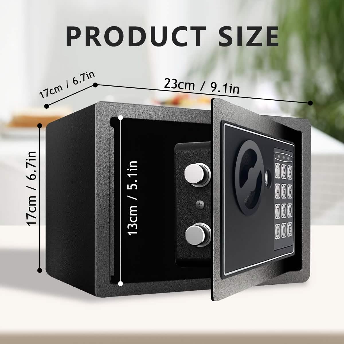Feuerfester digitaler Heimsafes mit Tastatur, Sensorlicht und Geldbeutel – Silber