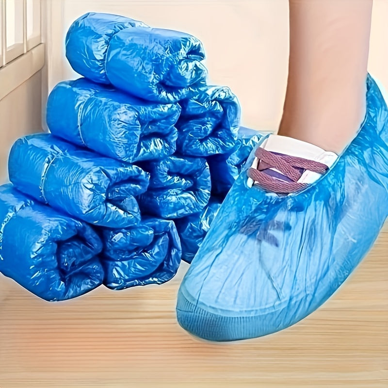 100er-Pack: Einweg-Plastiküberschuhe – wasserdicht & rutschfest
