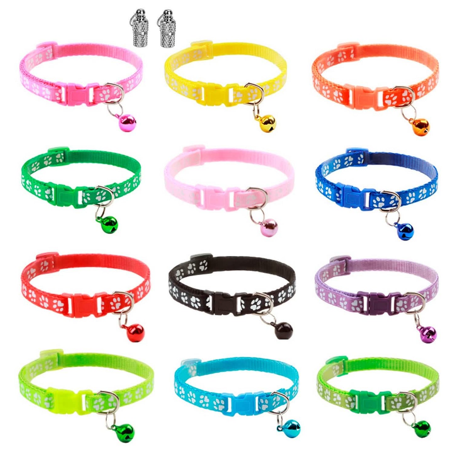 Ca2-Pack: Verstellbares Katzenhalsband für Kätzchen mit Glöckchen und Namensschild