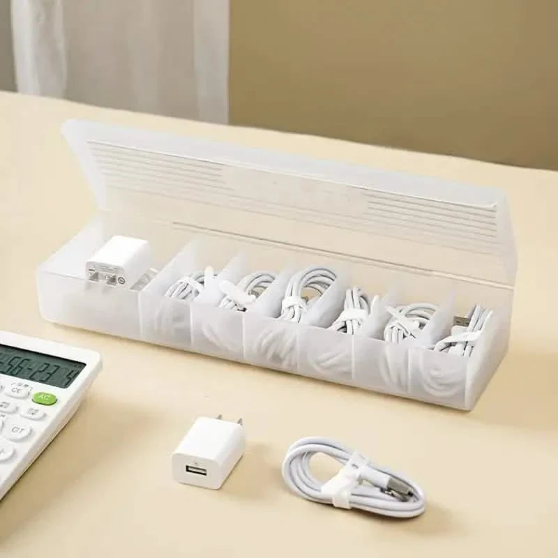 Kabelaufbewahrungsbox Große Kapazität Transparent Mehrere Fächer Desktop Ladekabel Organizer