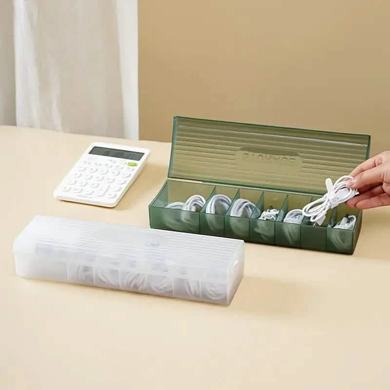 Kabelaufbewahrungsbox Große Kapazität Transparent Mehrere Fächer Desktop Ladekabel Organizer