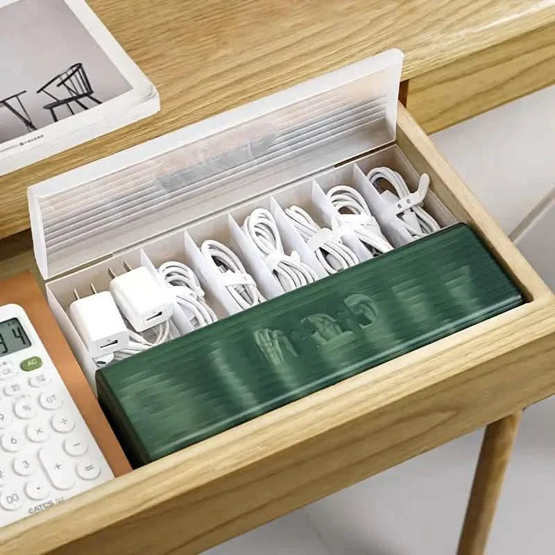 Kabelaufbewahrungsbox Große Kapazität Transparent Mehrere Fächer Desktop Ladekabel Organizer