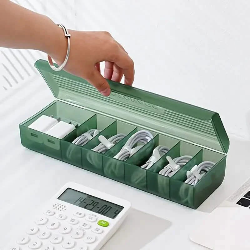 Kabelaufbewahrungsbox Große Kapazität Transparent Mehrere Fächer Desktop Ladekabel Organizer