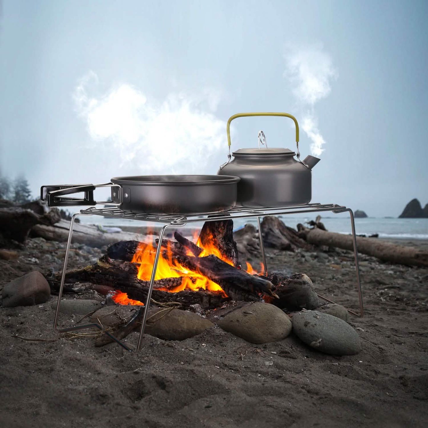 Camping-Grill Grillwerkzeug Zusammenklappbares & leichtes Stahlgitter Tragbar