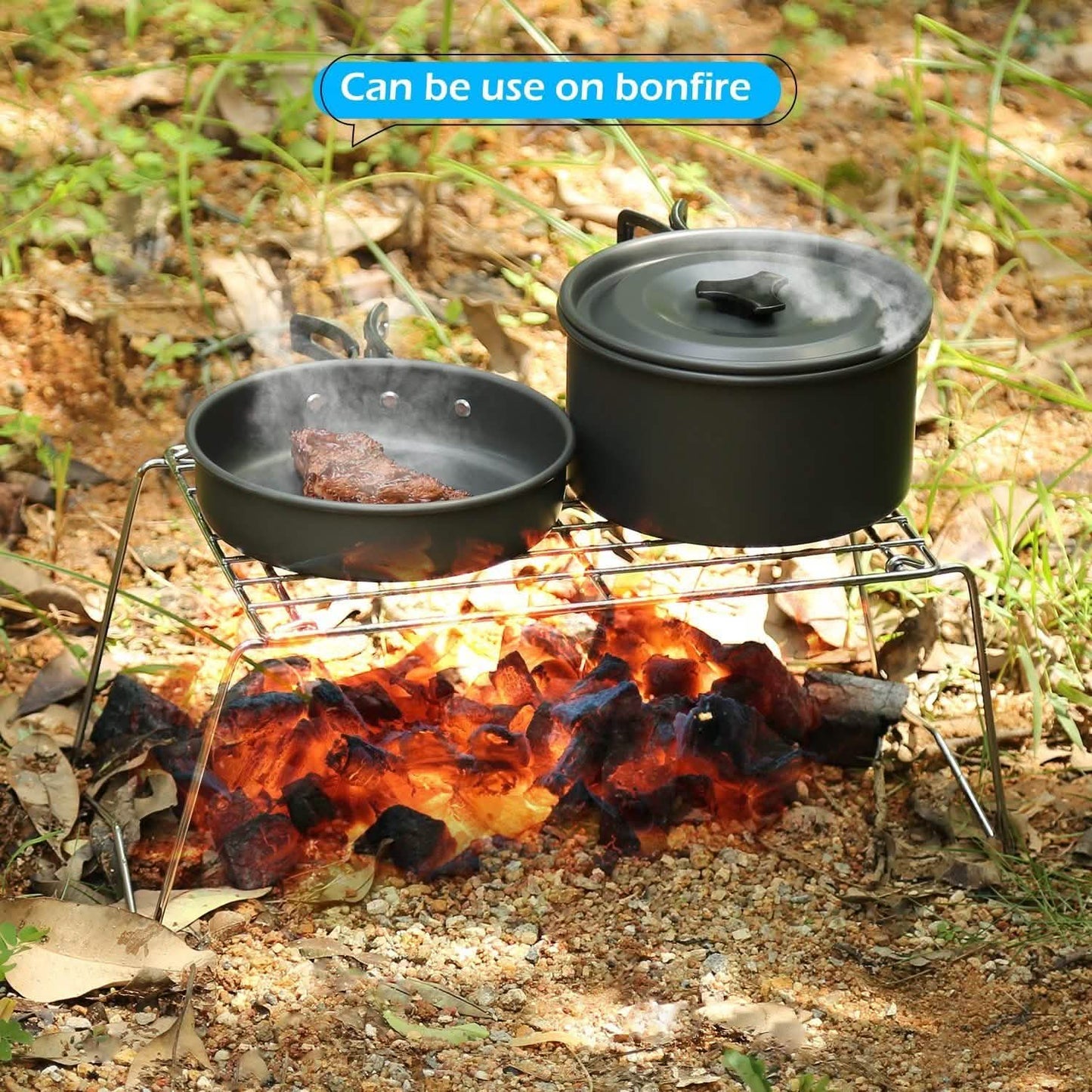 Camping-Grill Grillwerkzeug Zusammenklappbares & leichtes Stahlgitter Tragbar