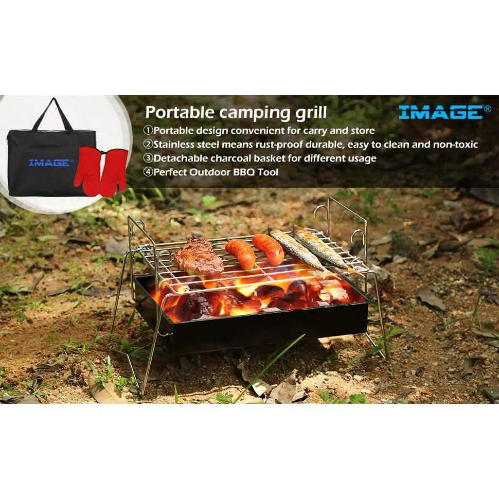 Camping-Grill Grillwerkzeug Zusammenklappbares & leichtes Stahlgitter Tragbar