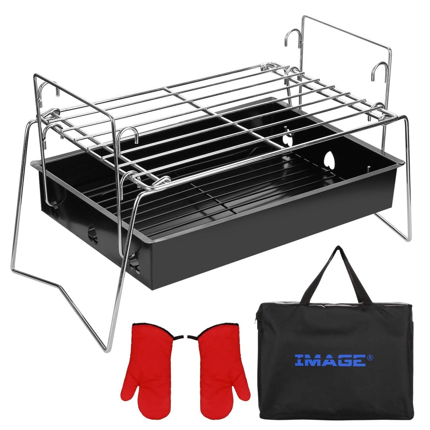 Camping-Grill Grillwerkzeug Zusammenklappbares & leichtes Stahlgitter Tragbar