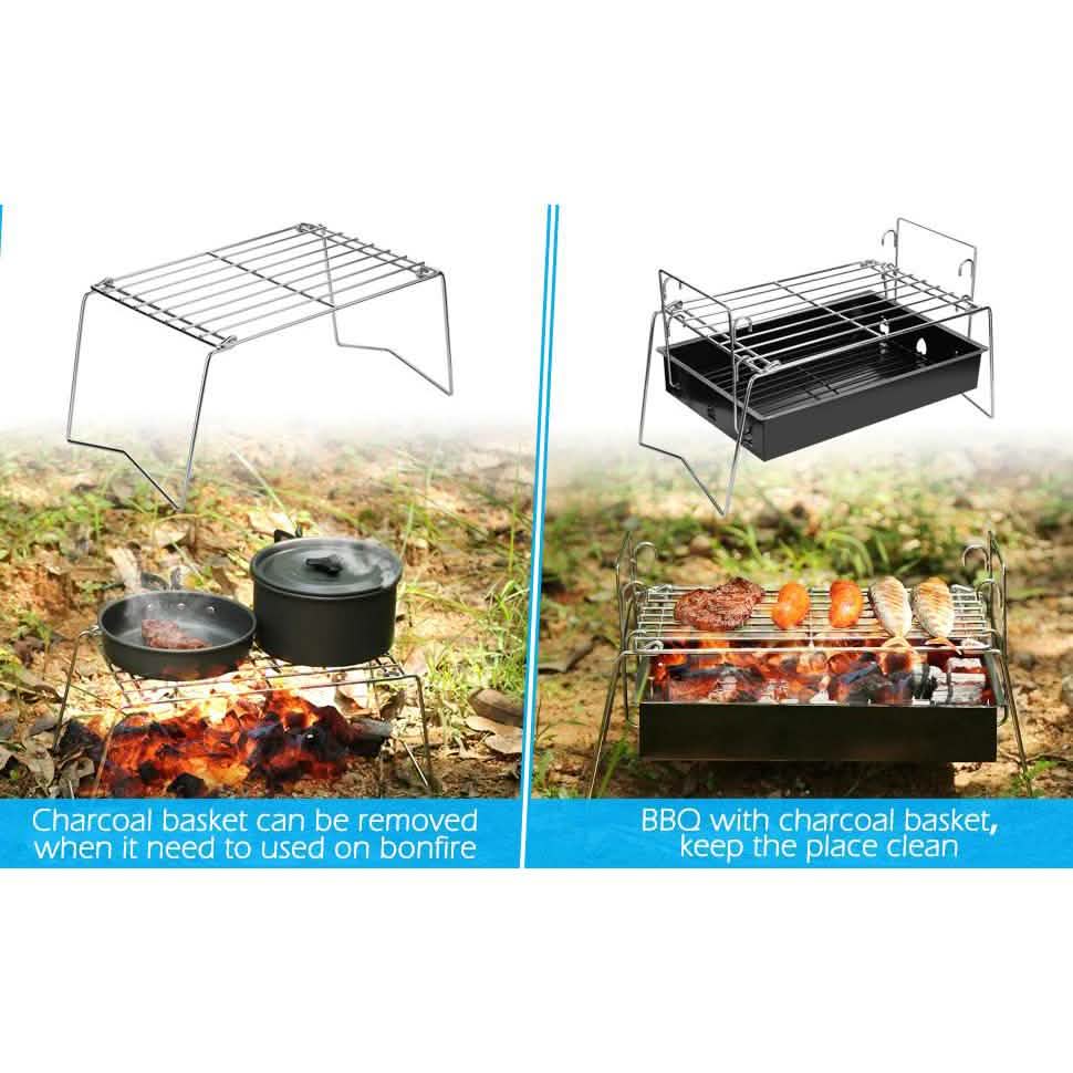 Camping-Grill Grillwerkzeug Zusammenklappbares & leichtes Stahlgitter Tragbar