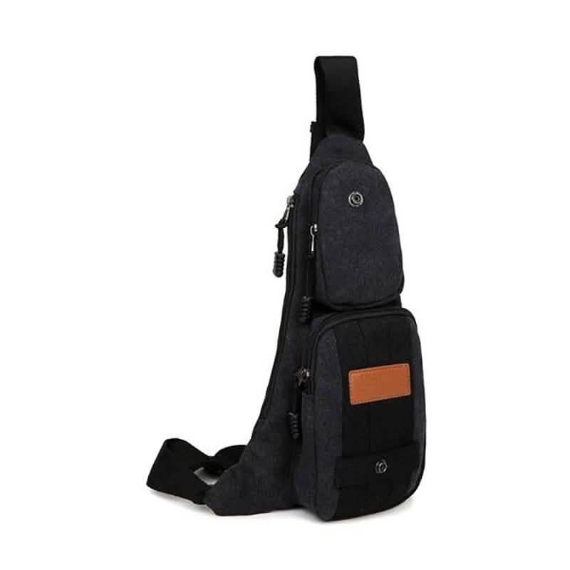 Schultertasche aus Segeltuch mit mehreren Fächern