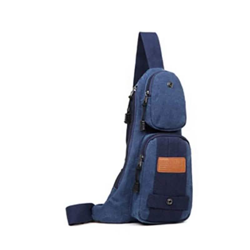 Schultertasche aus Segeltuch mit mehreren Fächern
