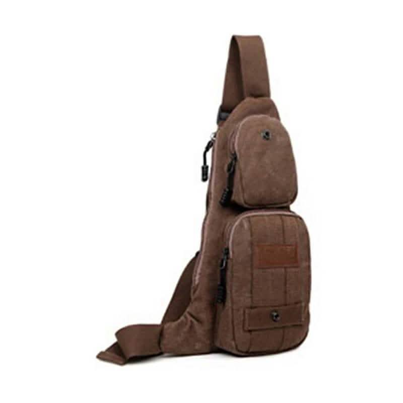 Schultertasche aus Segeltuch mit mehreren Fächern