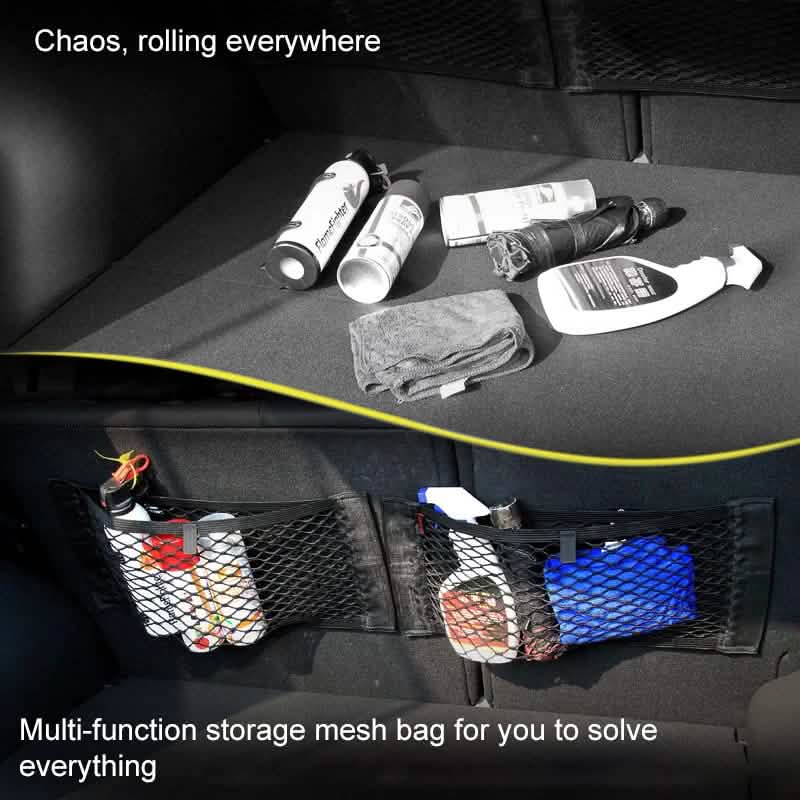Auto Rücksitz Mesh Kofferraum elastisches Schnurnetz Magic Sticker Universelle Aufbewahrungstasche