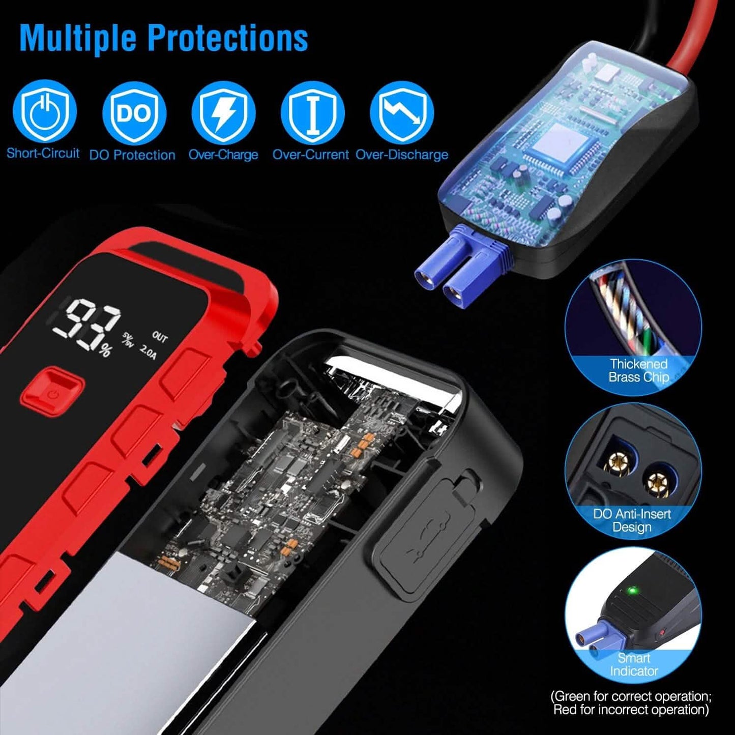 Starthilfegerät Starthilfe Booster 2500A Spitze 25800mAh Batterie Ladegerät Powerbank