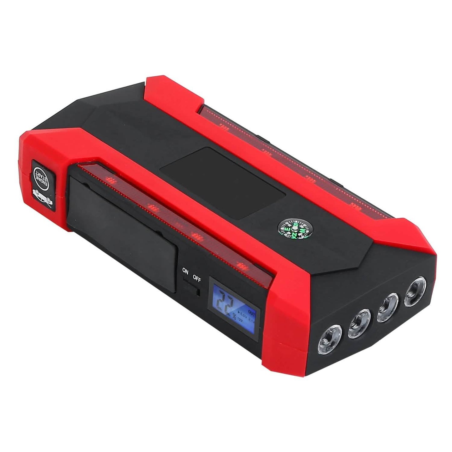Auto-Starthilfegerät mit LCD-Bildschirm und LED-Taschenlampe mit 4 Modi