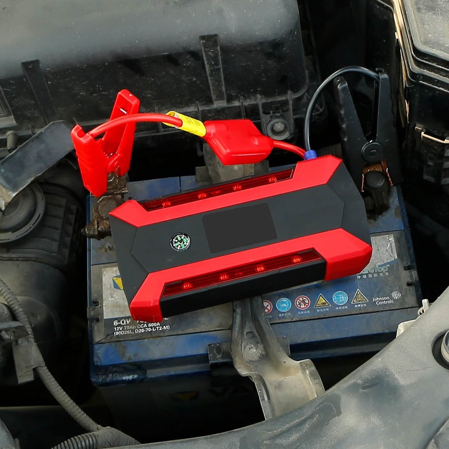 Auto-Starthilfegerät mit LCD-Bildschirm und LED-Taschenlampe mit 4 Modi