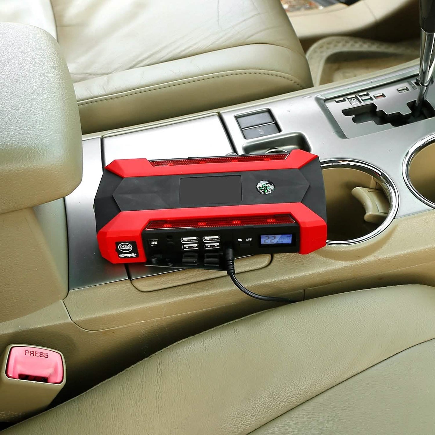 Auto-Starthilfegerät mit LCD-Bildschirm und LED-Taschenlampe mit 4 Modi