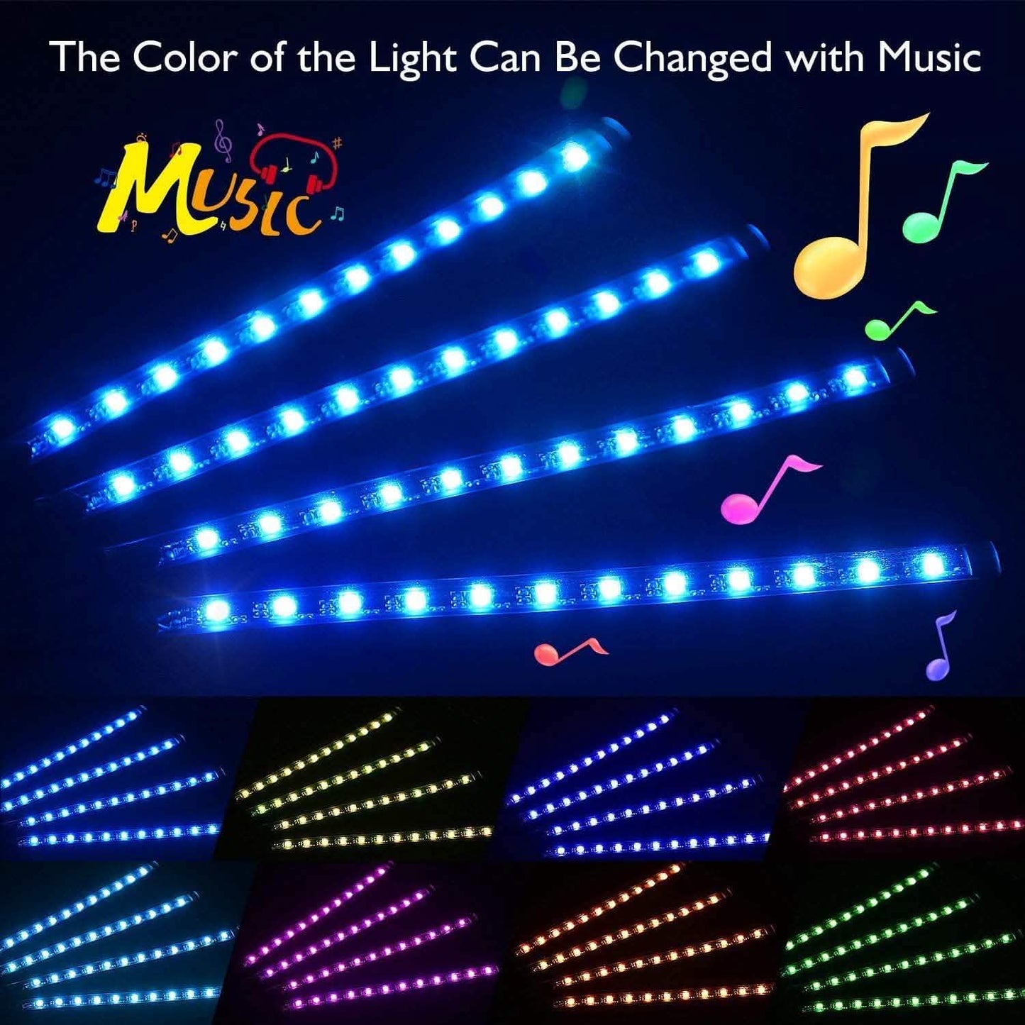 Auto-LED-Streifenbeleuchtung mit Sound-Aktiv-Funktion und Fernbedienung