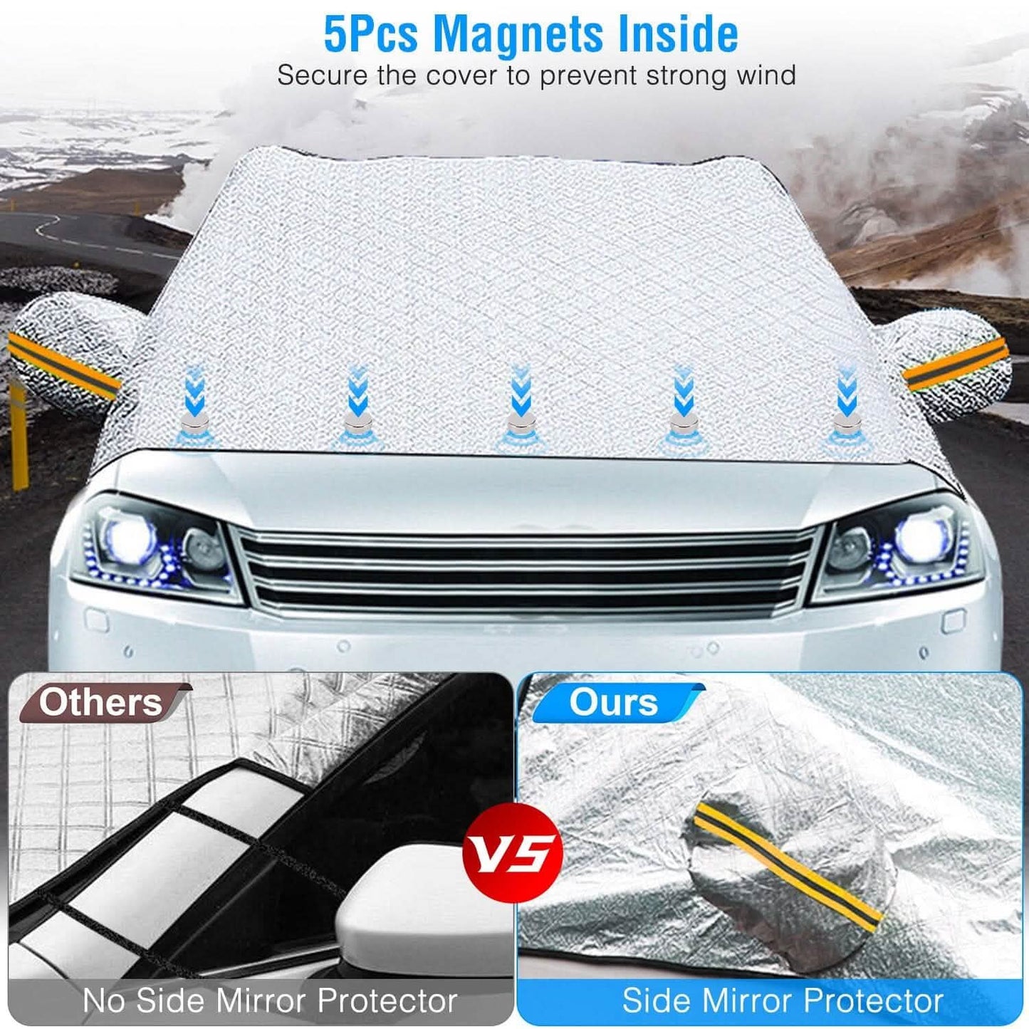 Auto-Schneeschutzfolie Winddichte magnetische Auto-Frontscheibenabdeckung
