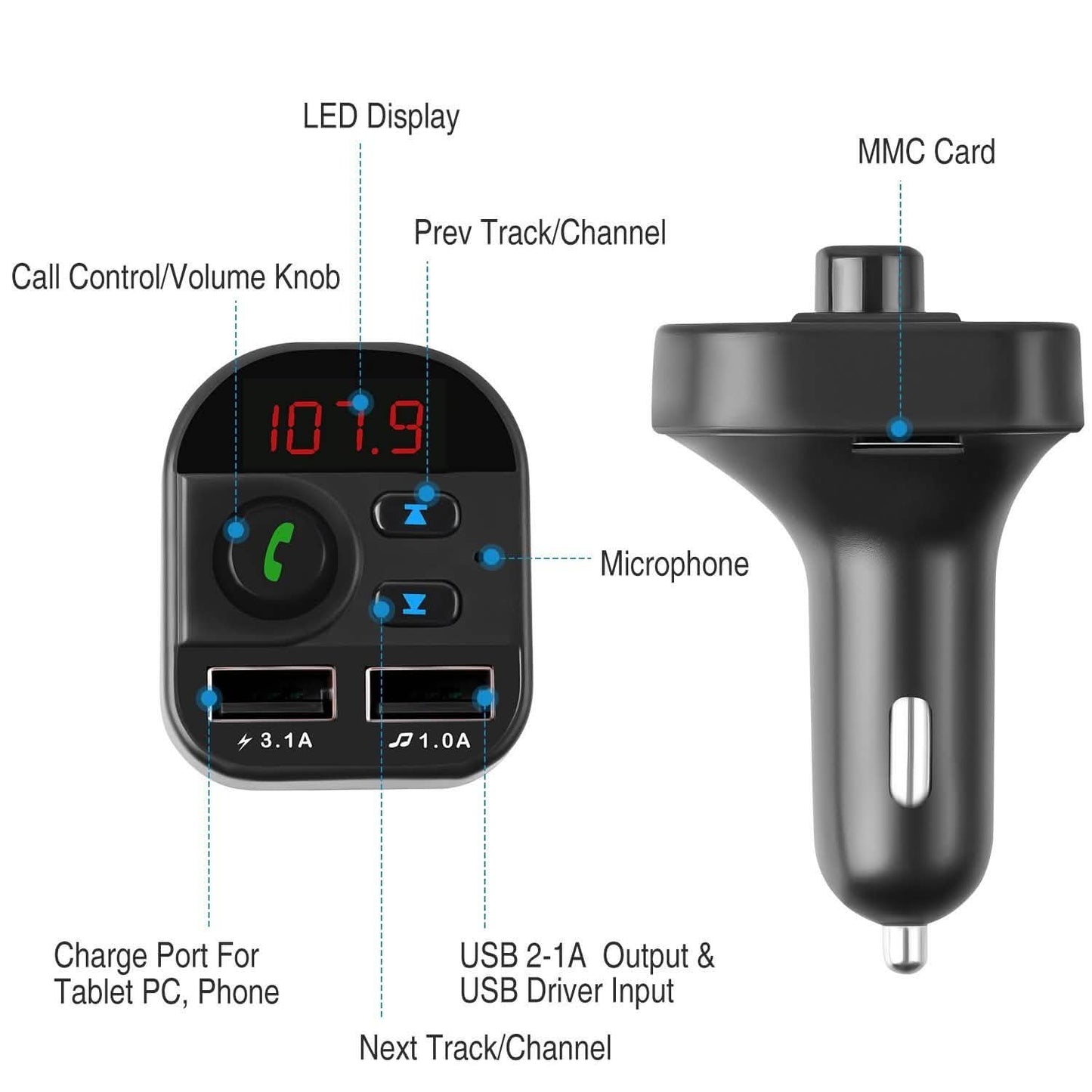 Kabelloser Auto-FM-Transmitter V5.1