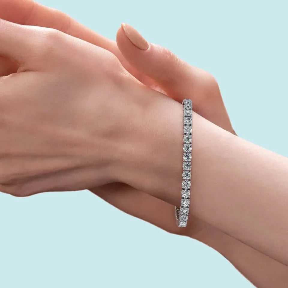 Rundschliff im Labor gezüchteter Diamant 17.00 Karat 7" Tennisarmband in 14K Weißgold D VS
