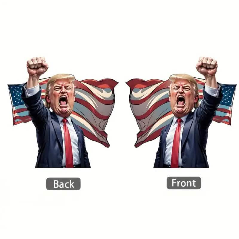 Karikatur-Stil Trump brüllt „Make America Great Again“ Acryl-Weihnachtsdekorationen